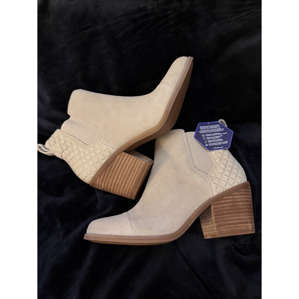 Toms Everly Oatmeal Suede Embossed Waffle Ankle Boots 10020230 Size 6